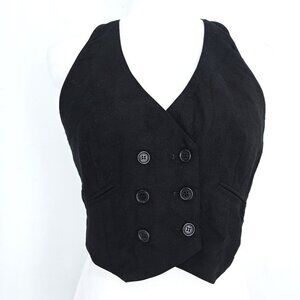 BCBGMaxazria black vest double breatsed Wool 90's button down crop top gilet, Sl